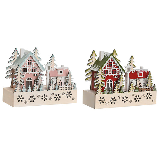 Christmas bauble DKD Home Decor Red Pink 21 x 9,5 x 19 cm (2 Units)-0