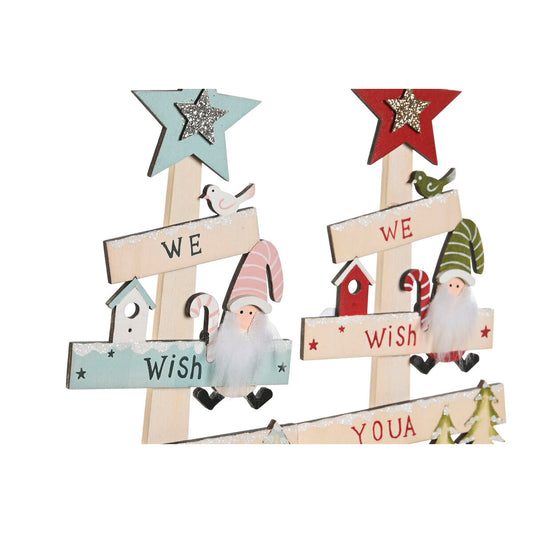 Christmas Tree DKD Home Decor Red Pink Wood 17,5 x 5 x 38 cm (2 Units)-1