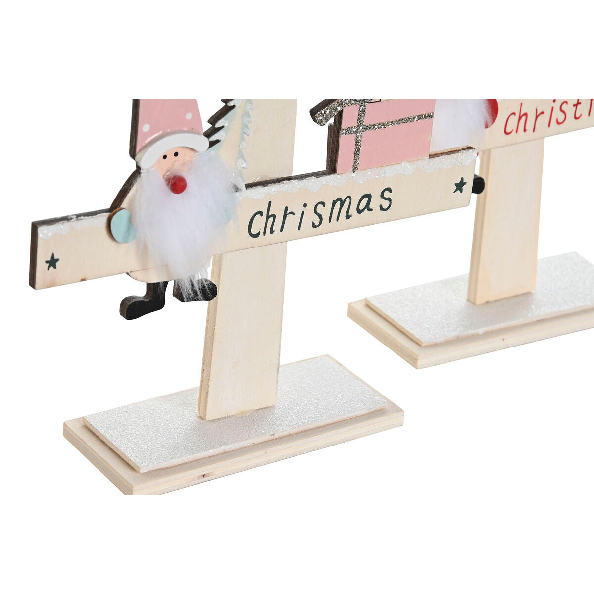 Christmas Tree DKD Home Decor Red Pink Wood 17,5 x 5 x 38 cm (2 Units)-2