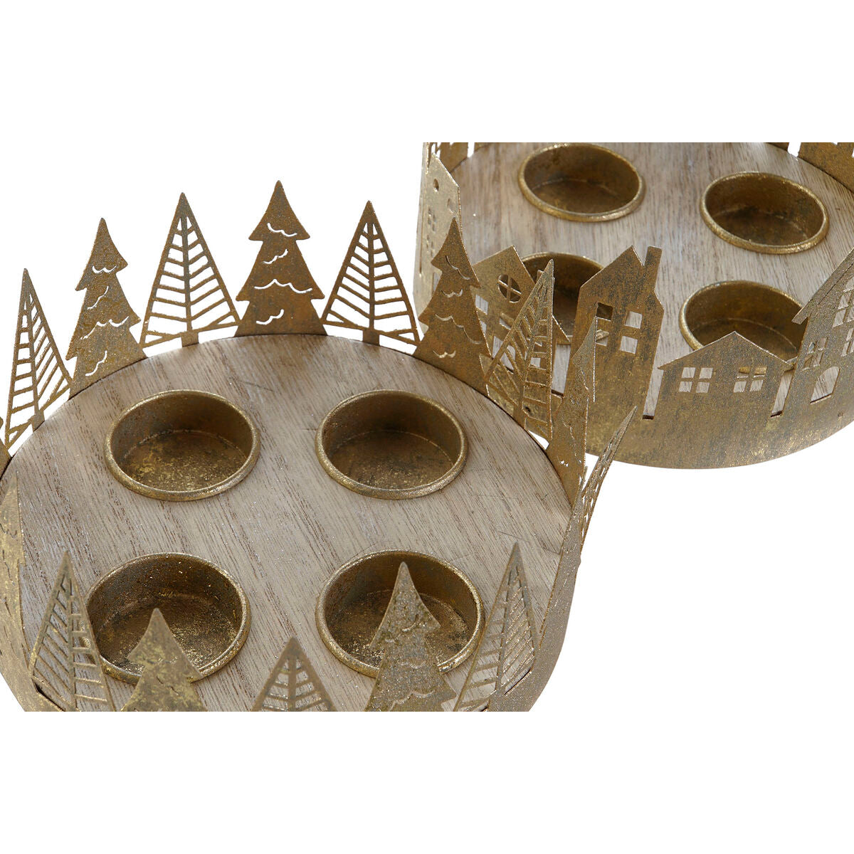 Christmas Candle Holder DKD Home Decor Golden Natural 16,5 x 16,5 x 8,5 cm (2 Units)-1