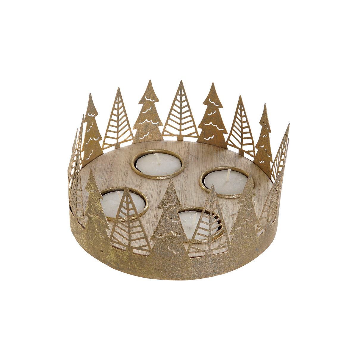 Christmas Candle Holder DKD Home Decor Golden Natural 16,5 x 16,5 x 8,5 cm (2 Units)-2