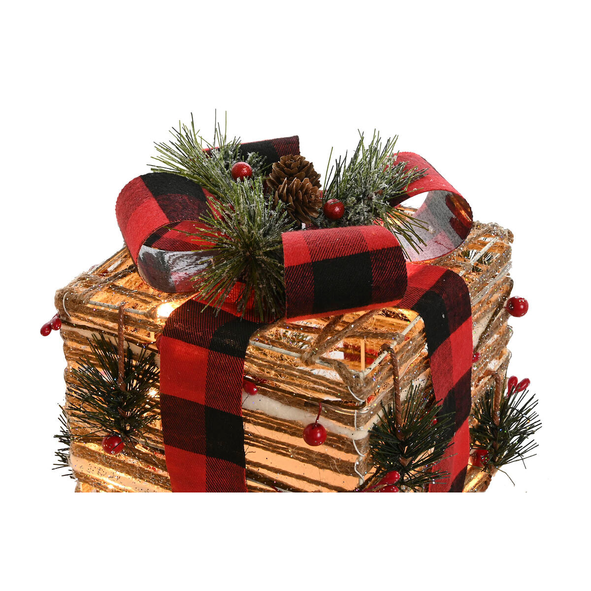Christmas bauble DKD Home Decor Red Natural 25 x 25 x 25 cm (3 Pieces)-3