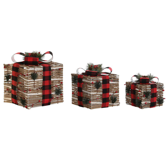 Christmas bauble DKD Home Decor Red Natural 25 x 25 x 25 cm (3 Pieces)-1
