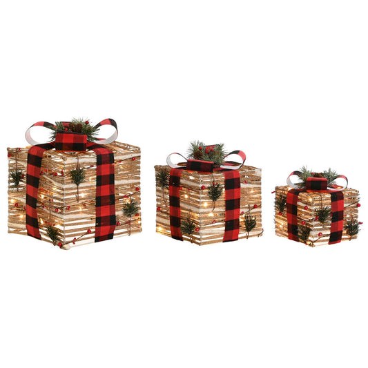 Christmas bauble DKD Home Decor Red Natural 25 x 25 x 25 cm (3 Pieces)-0