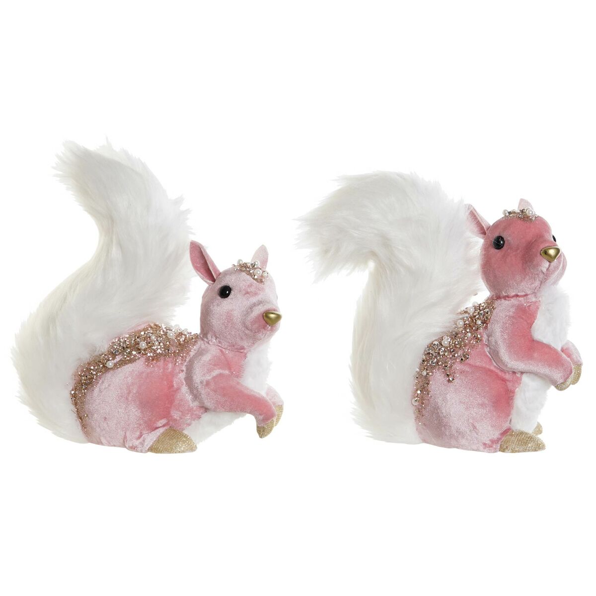 Christmas bauble DKD Home Decor White Pink Squirrel 20 x 11 x 22 cm (2 Units)-0