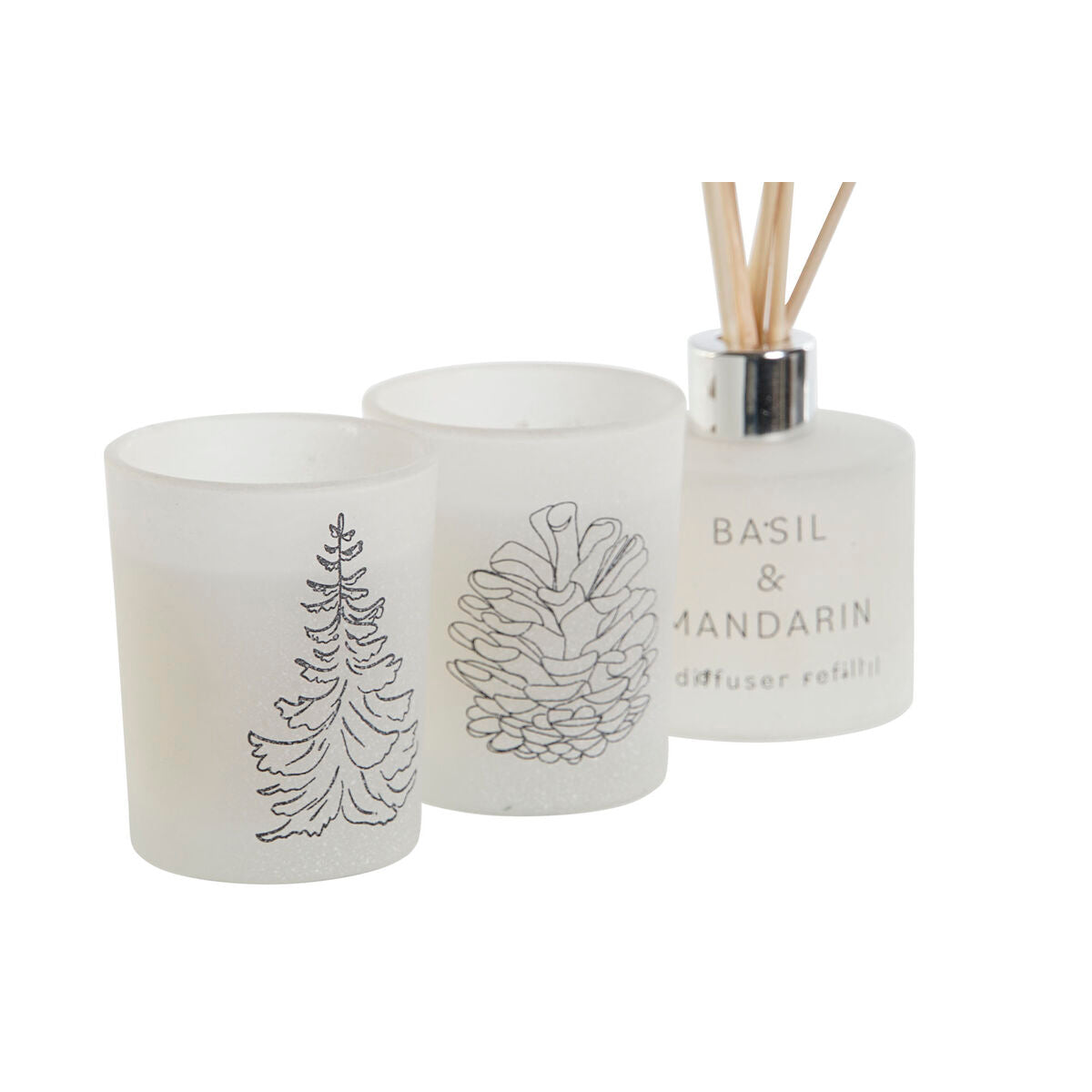 Candle Set DKD Home Decor White Christmas 5 x 5 x 6 cm-3