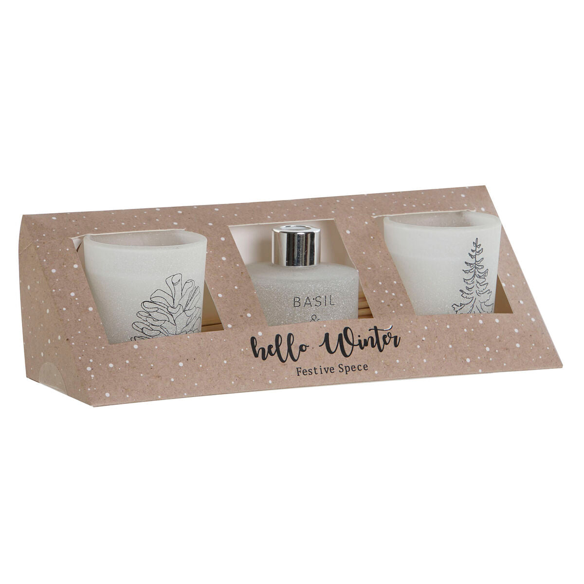 Candle Set DKD Home Decor White Christmas 5 x 5 x 6 cm-2