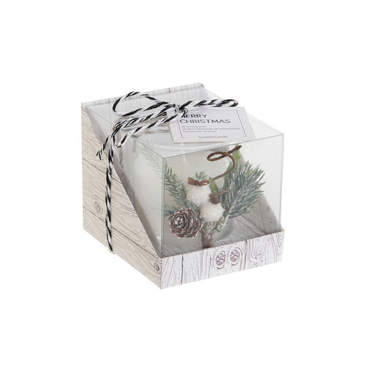 Candle DKD Home Decor White Christmas 10,5 x 8,5 x 8,5 cm-1