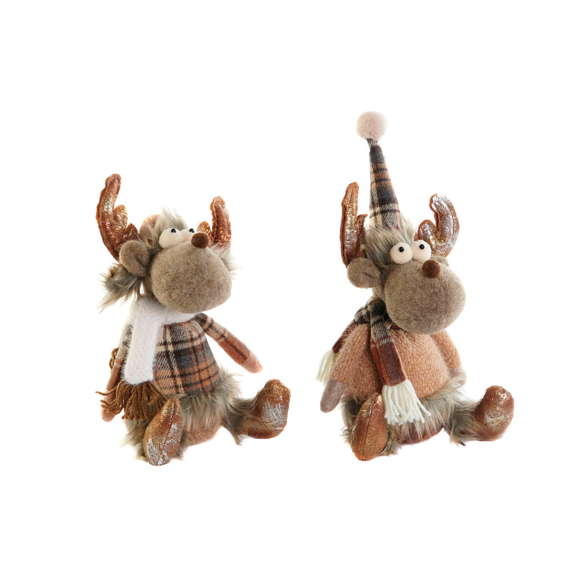 Christmas bauble DKD Home Decor Brown Reindeer 13 x 12 x 25 cm (2 Units)-0