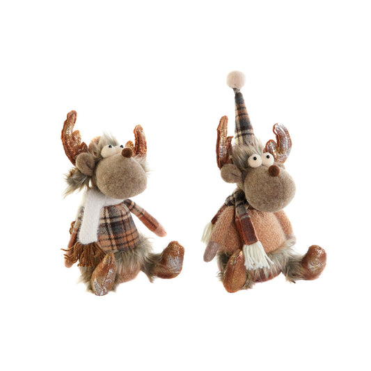 Christmas bauble DKD Home Decor Brown Reindeer 13 x 12 x 25 cm (2 Units)-0