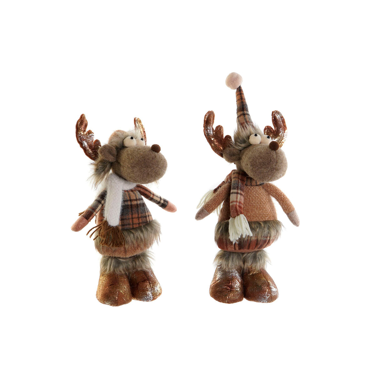 Christmas bauble DKD Home Decor Brown Reindeer 14 x 12 x 35 cm (2 Units)-0