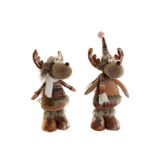Christmas bauble DKD Home Decor Brown Reindeer 14 x 12 x 35 cm (2 Units)-0