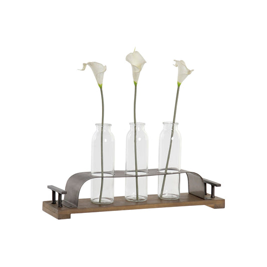 Vase DKD Home Decor Brown Black Metal Crystal 45 x 11 x 22 cm (3 Pieces)-1
