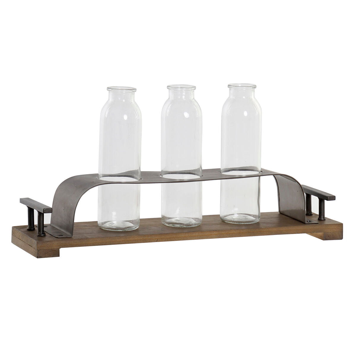 Vase DKD Home Decor Brown Black Metal Crystal 45 x 11 x 22 cm (3 Pieces)-0