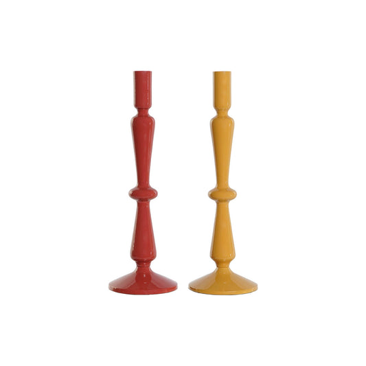 Candle Holder Home ESPRIT Mustard Terracotta Aluminium 10 x 10 x 32 cm (2 Units)-0