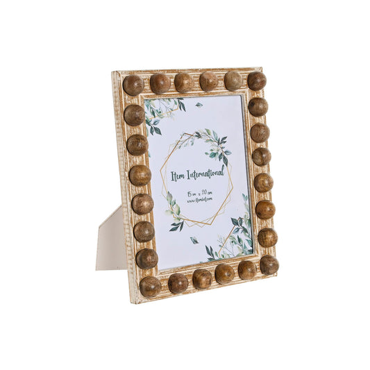 Photo frame Home ESPRIT White Brown Crystal Mango wood 21 x 3 x 26 cm-0