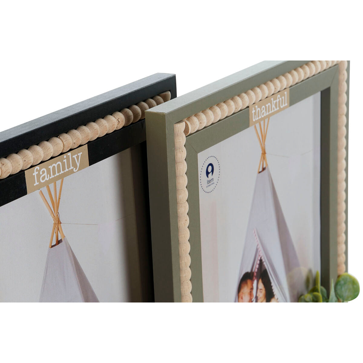Photo frame Home ESPRIT Black Green Natural Crystal MDF Wood Scandinavian 26,5 x 2 x 31,5 cm (2 Units)-2