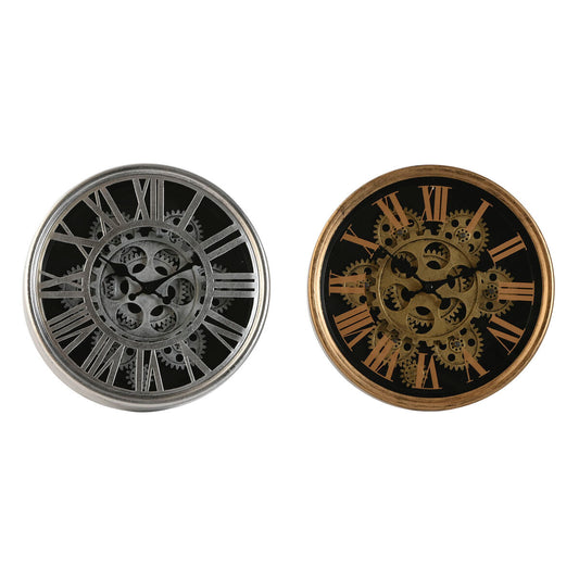 Wall Clock Home ESPRIT Black Golden Silver Metal Crystal 25 x 6,3 x 25 cm (2 Units)-0