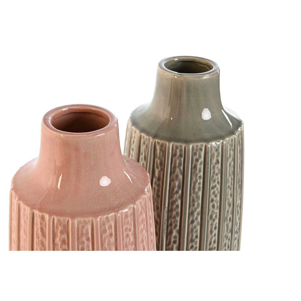 Vase Home ESPRIT Pink Light grey Porcelain 16 x 16 x 38 cm (2 Units)-2