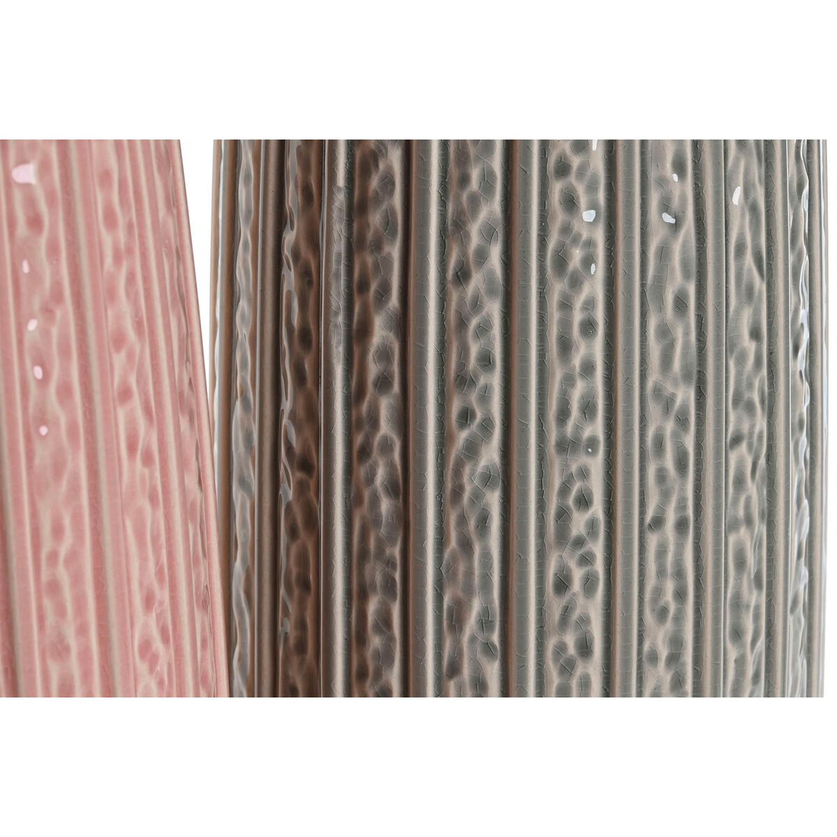 Vase Home ESPRIT Pink Light grey Porcelain 16 x 16 x 38 cm (2 Units)-1