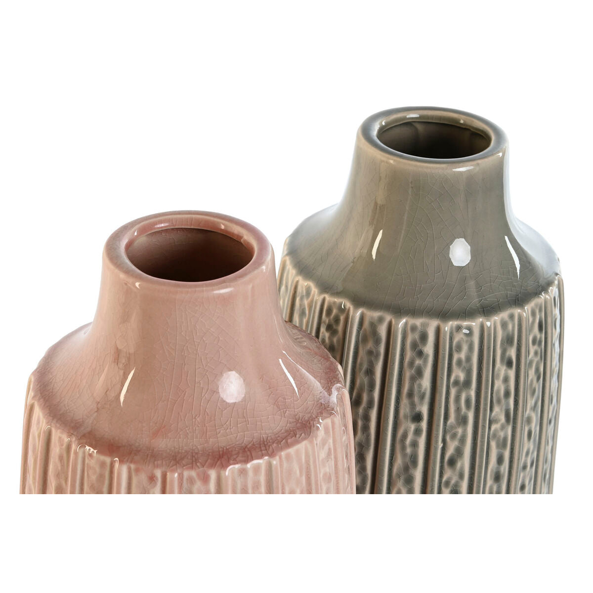 Vase Home ESPRIT Grey Pink Porcelain 15 x 15 x 31 cm (2 Units)-2