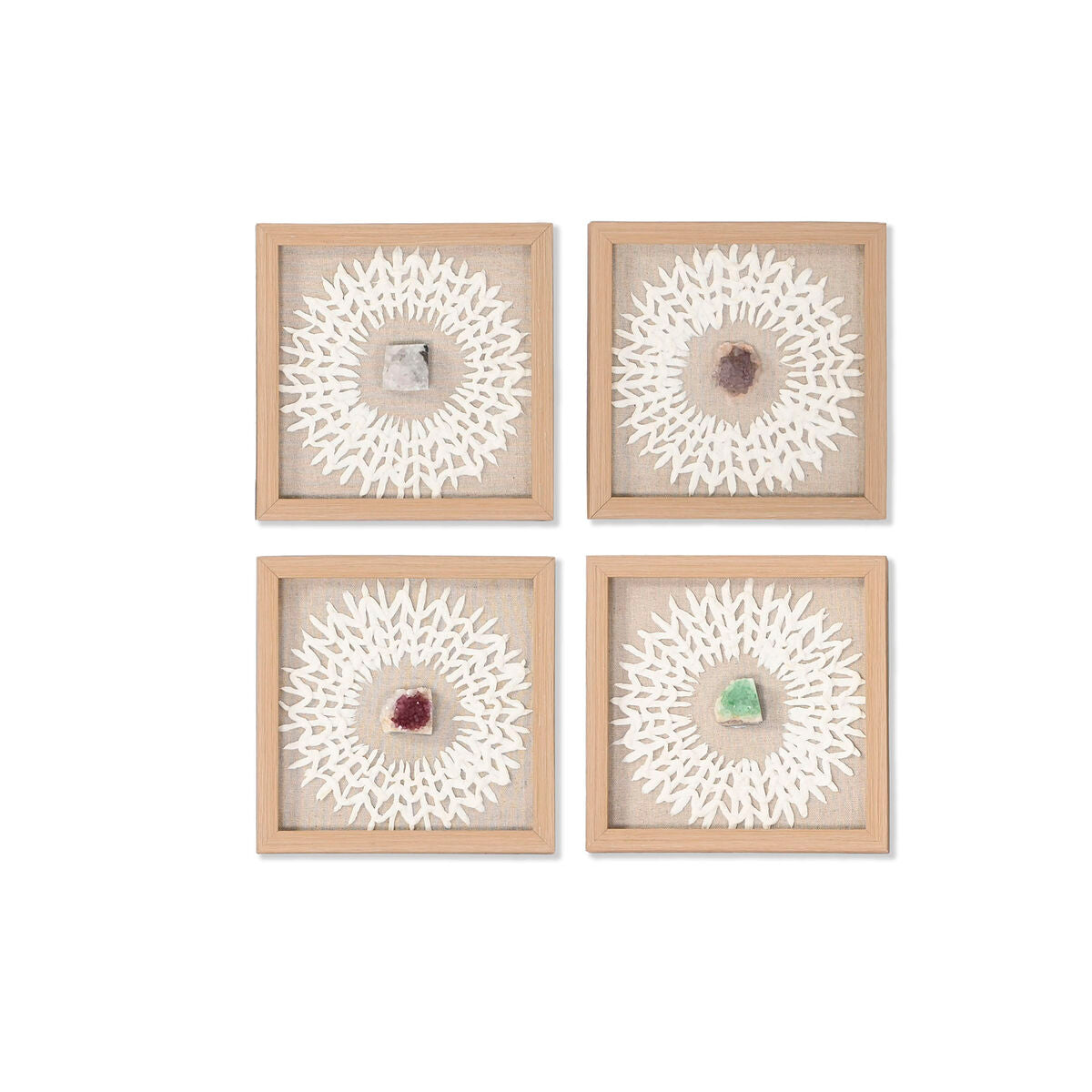 Set of 4 pictures Home ESPRIT Paper Crystal 22 x 2 x 22 cm-0