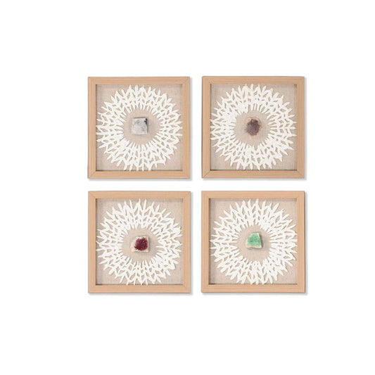 Set of 4 pictures Home ESPRIT Paper Crystal 22 x 2 x 22 cm-0
