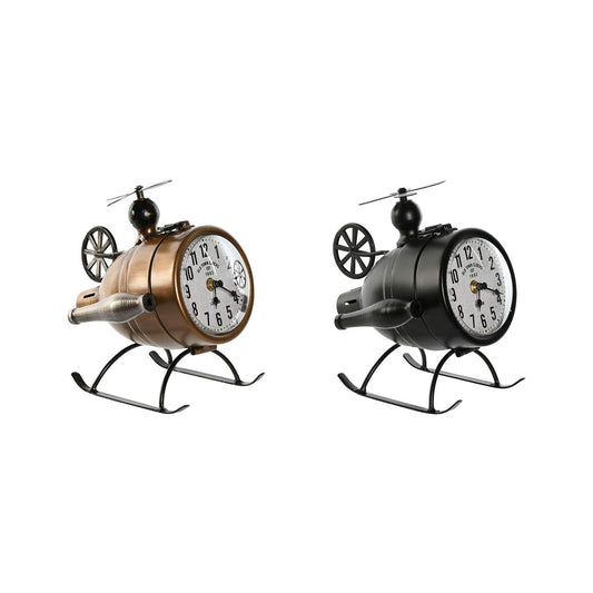 Table clock Home ESPRIT Black Golden Loft Helicopter (2 Units)-0