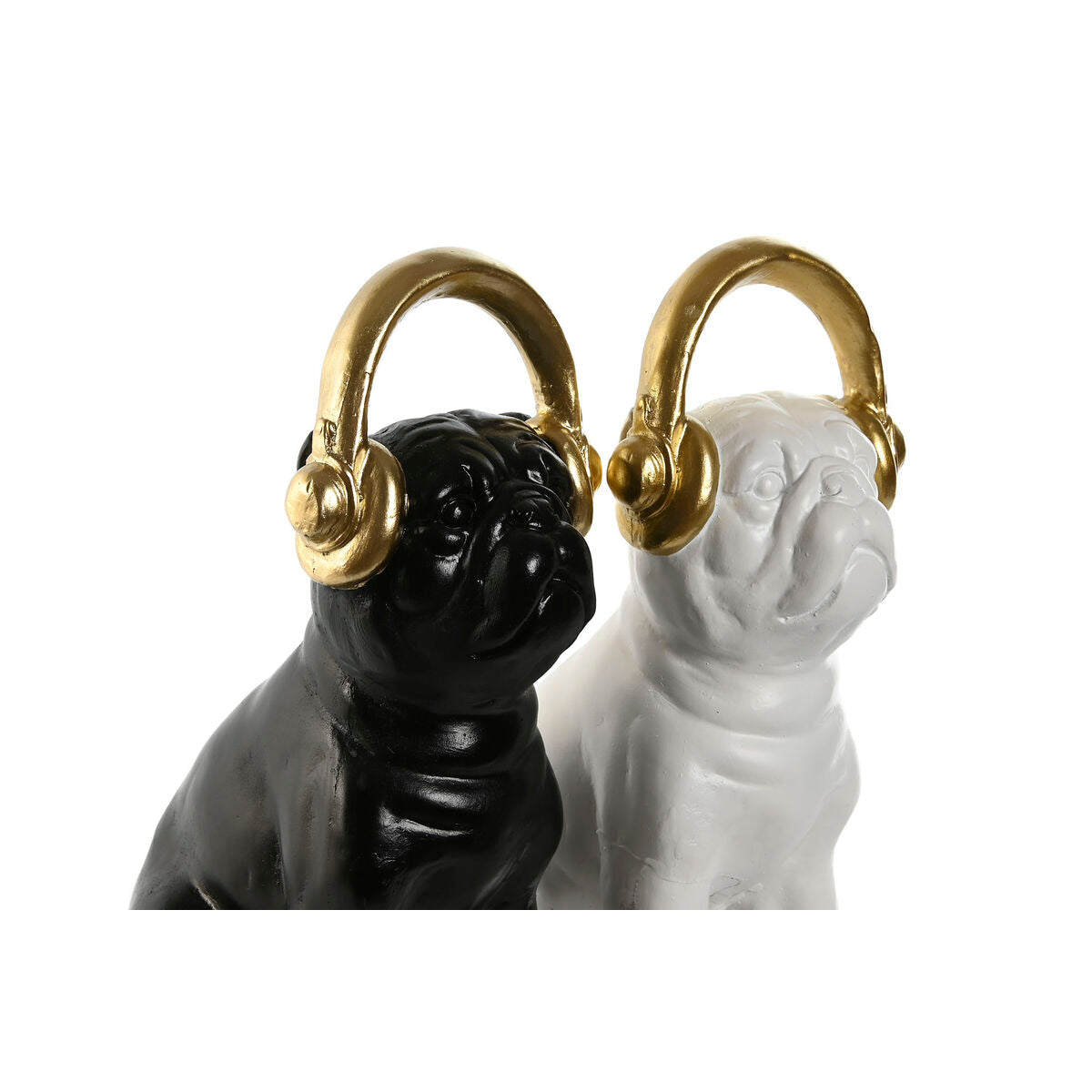 Decorative Figure Home ESPRIT White Black Golden Dog 12 x 18 x 30 cm (2 Units)-2