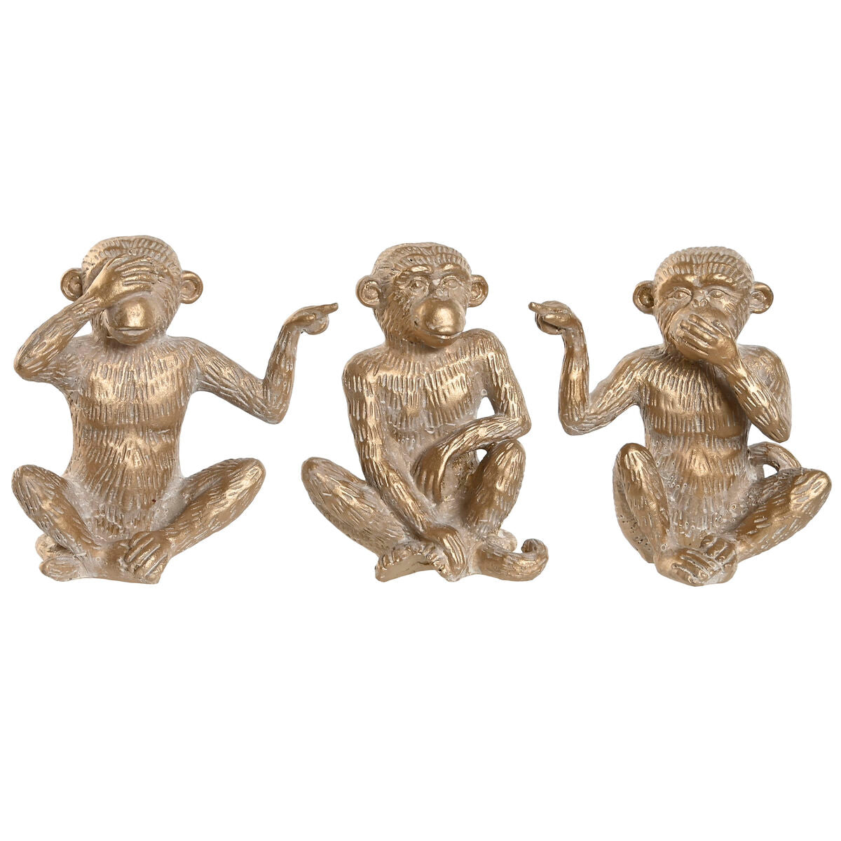 Decorative Figure Home ESPRIT Golden Monkey Tropical 14 x 10 x 14 cm (3 Units)-0