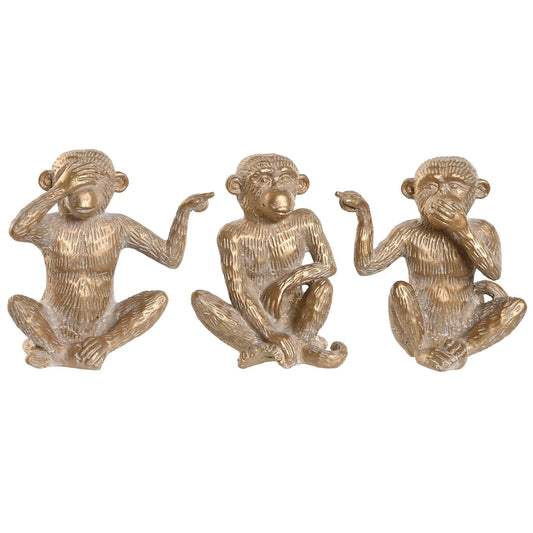 Decorative Figure Home ESPRIT Golden Monkey Tropical 14 x 10 x 14 cm (3 Units)-0