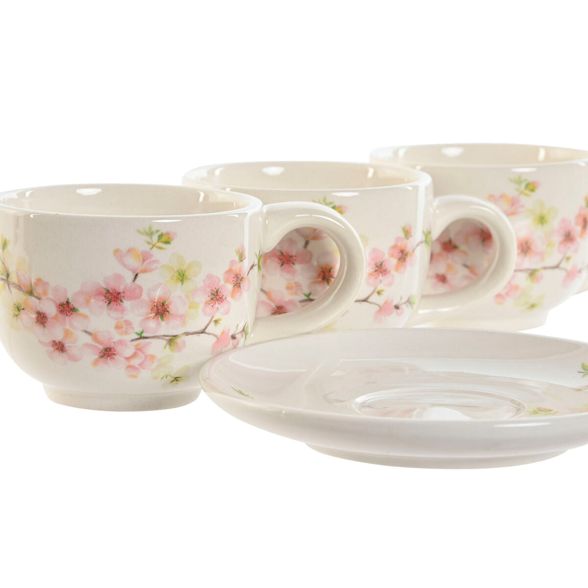Piece Coffee Cup Set Home ESPRIT Yellow White Pink Lilac Metal Dolomite 180 ml-3