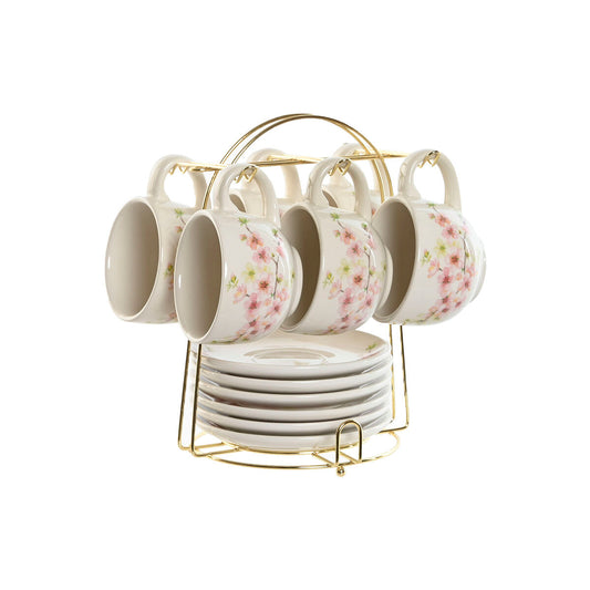Piece Coffee Cup Set Home ESPRIT Yellow White Pink Lilac Metal Dolomite 180 ml-1