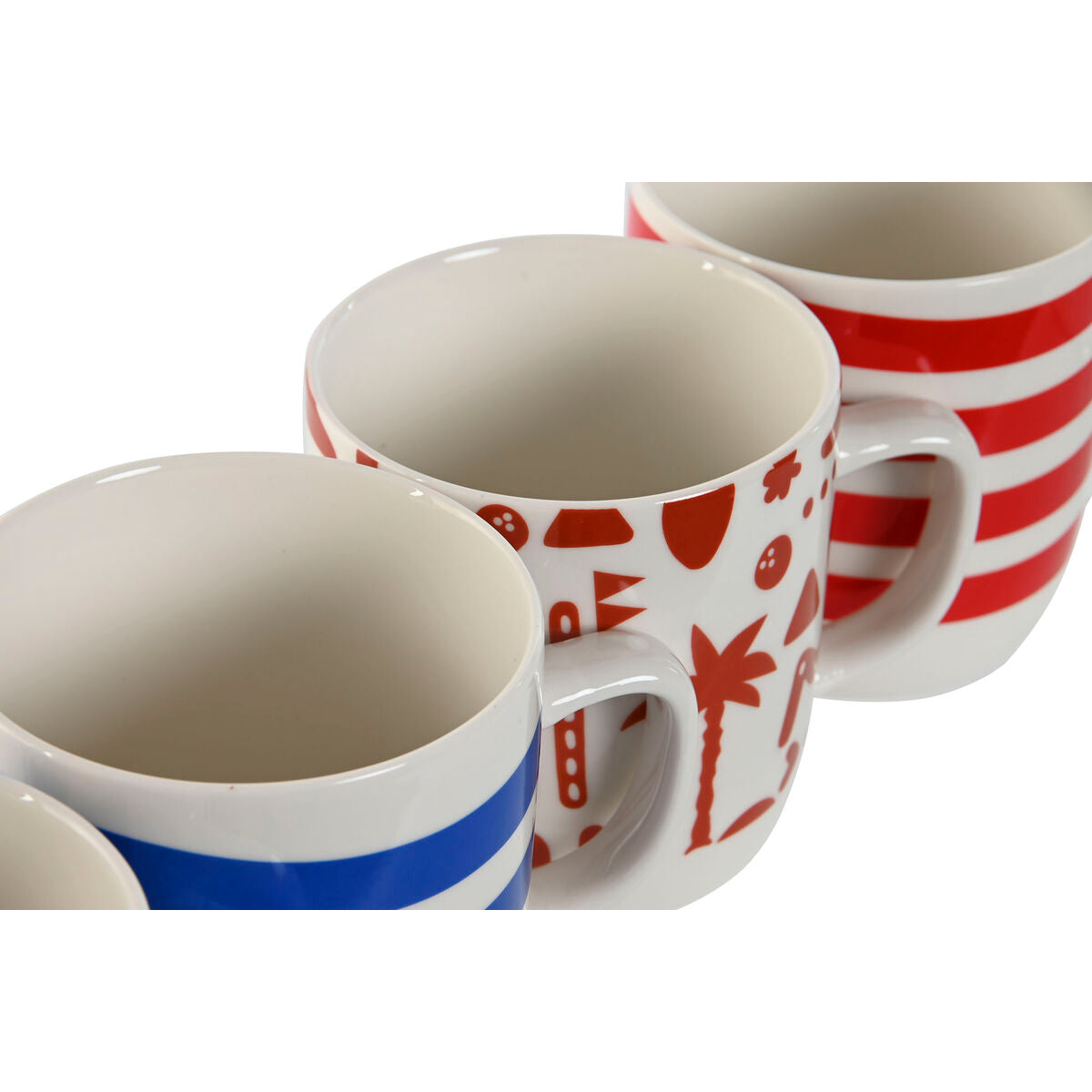 Mug Home ESPRIT Blue Red Porcelain Boho 380 ml (4 Units)-1