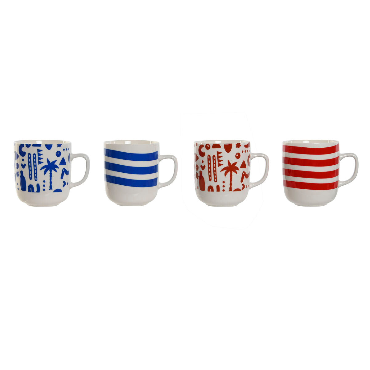 Mug Home ESPRIT Blue Red Porcelain Boho 380 ml (4 Units)-0