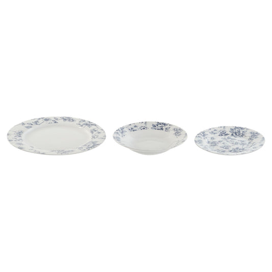 Dinnerware Set Home ESPRIT Blue Porcelain Floral 18 Pieces 27 x 27 x 2 cm-0