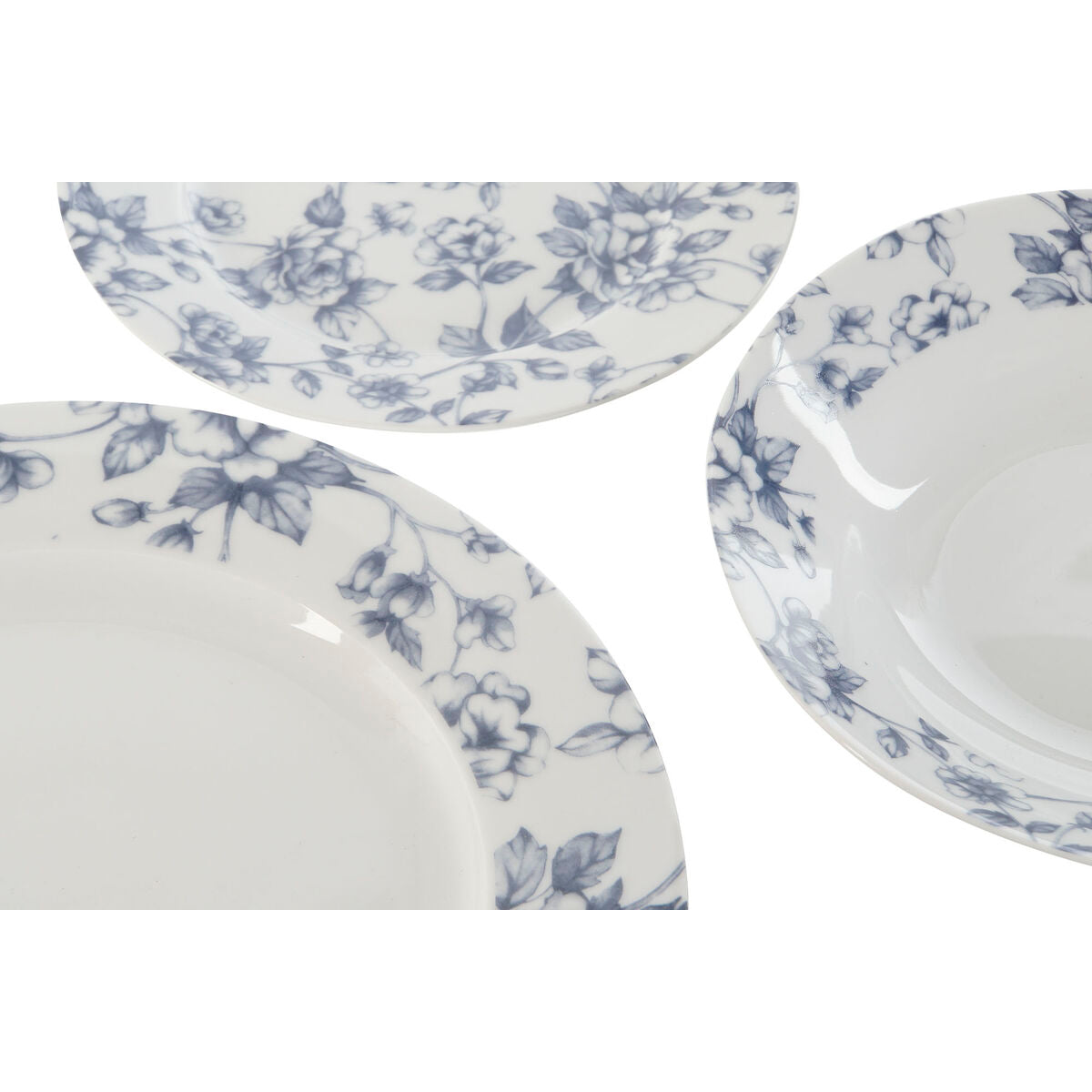 Dinnerware Set Home ESPRIT Blue Porcelain Floral 18 Pieces 27 x 27 x 2 cm-4