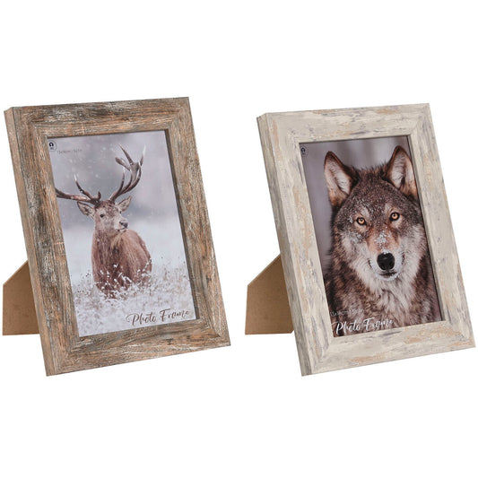 Photo frame Home ESPRIT White Natural Aluminium Crystal polystyrene Scandi 16 x 2 x 22 cm (2 Units)-0