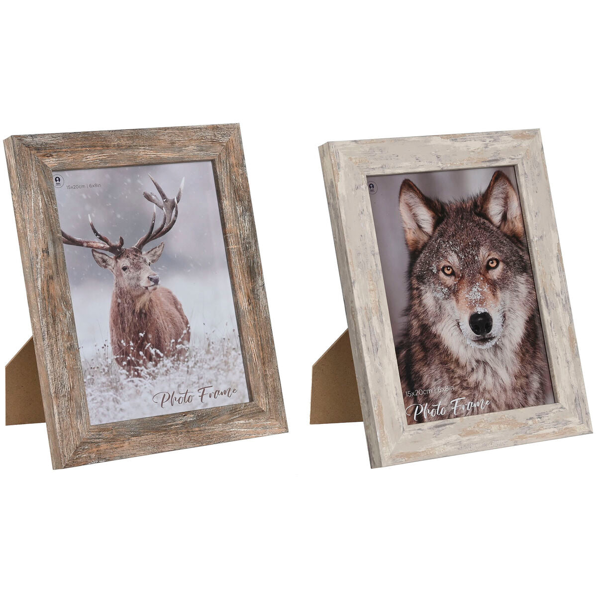 Photo frame Home ESPRIT White Natural Crystal polystyrene Scandinavian 19,5 x 2 x 24,5 cm (2 Units)-0