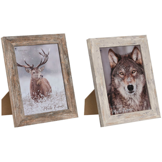 Photo frame Home ESPRIT White Natural Crystal polystyrene Scandinavian 19,5 x 2 x 24,5 cm (2 Units)-0