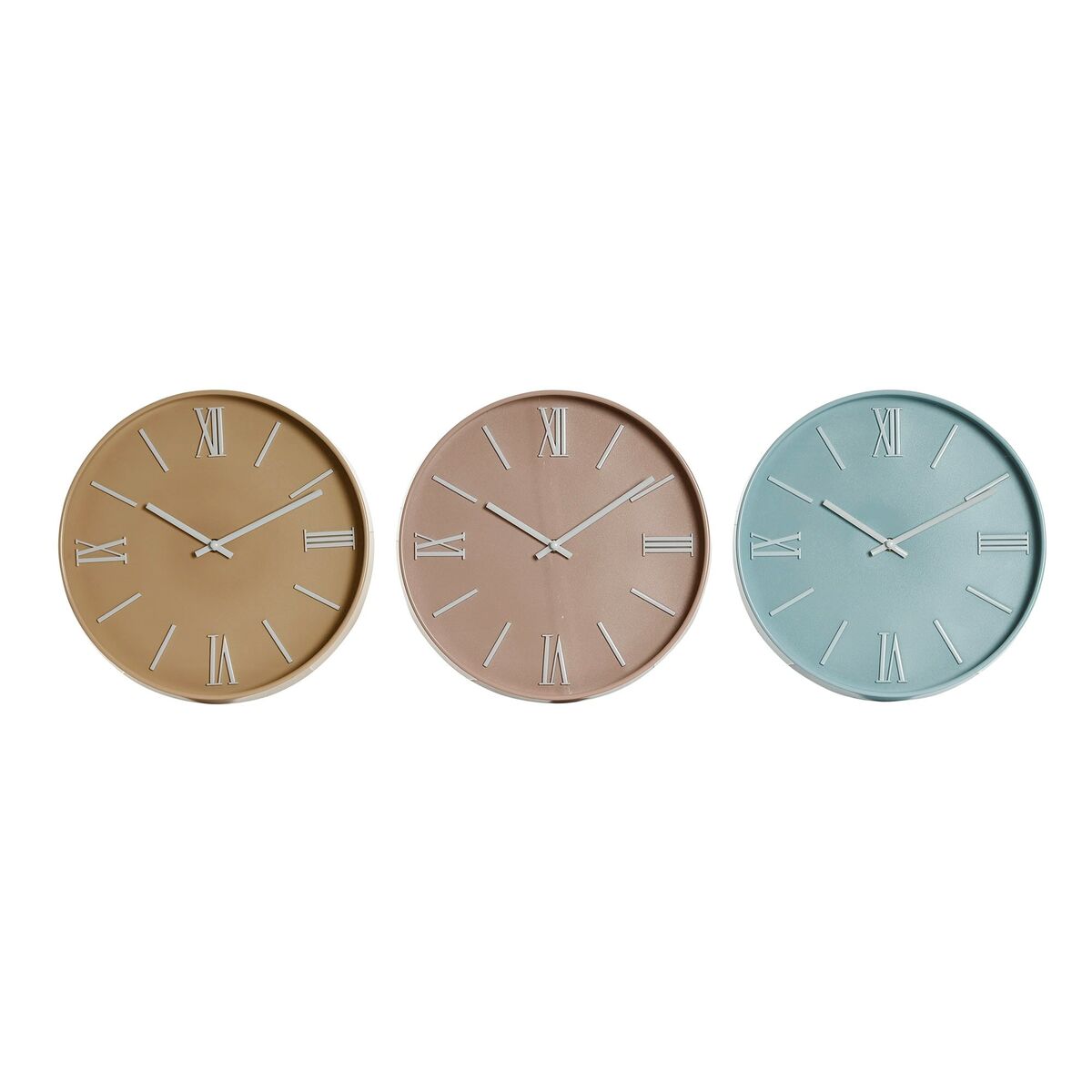 Wall Clock Home ESPRIT Blue Pink Mustard PVC 30 x 4 x 30 cm (3 Units)-0
