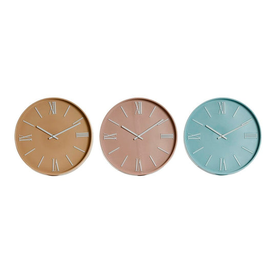 Wall Clock Home ESPRIT Blue Pink Mustard PVC 30 x 4 x 30 cm (3 Units)-0