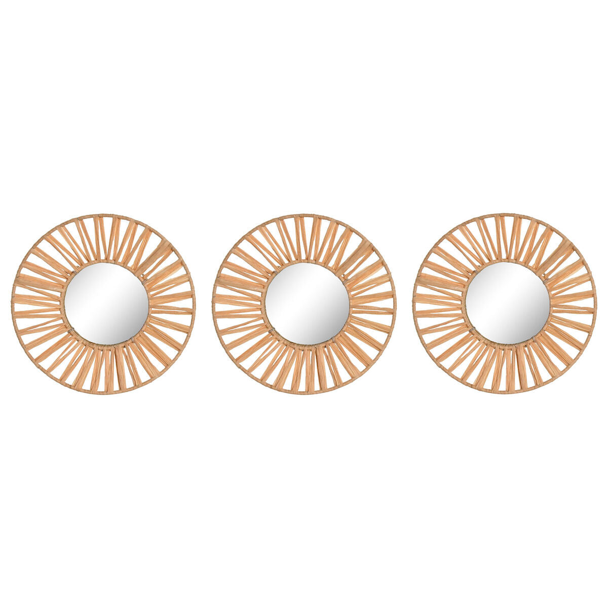 Mirror Set Home ESPRIT Natural Scandi 20 x 2 x 20 cm (3 Pieces)-0