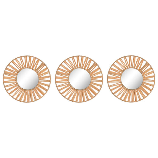 Mirror Set Home ESPRIT Natural Scandi 20 x 2 x 20 cm (3 Pieces)-0