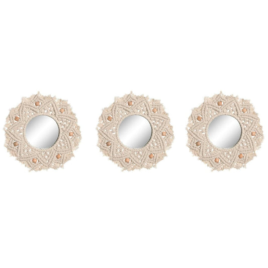 Mirror Set Home ESPRIT White Boho 20 x 1 x 20 cm (3 Pieces)-0