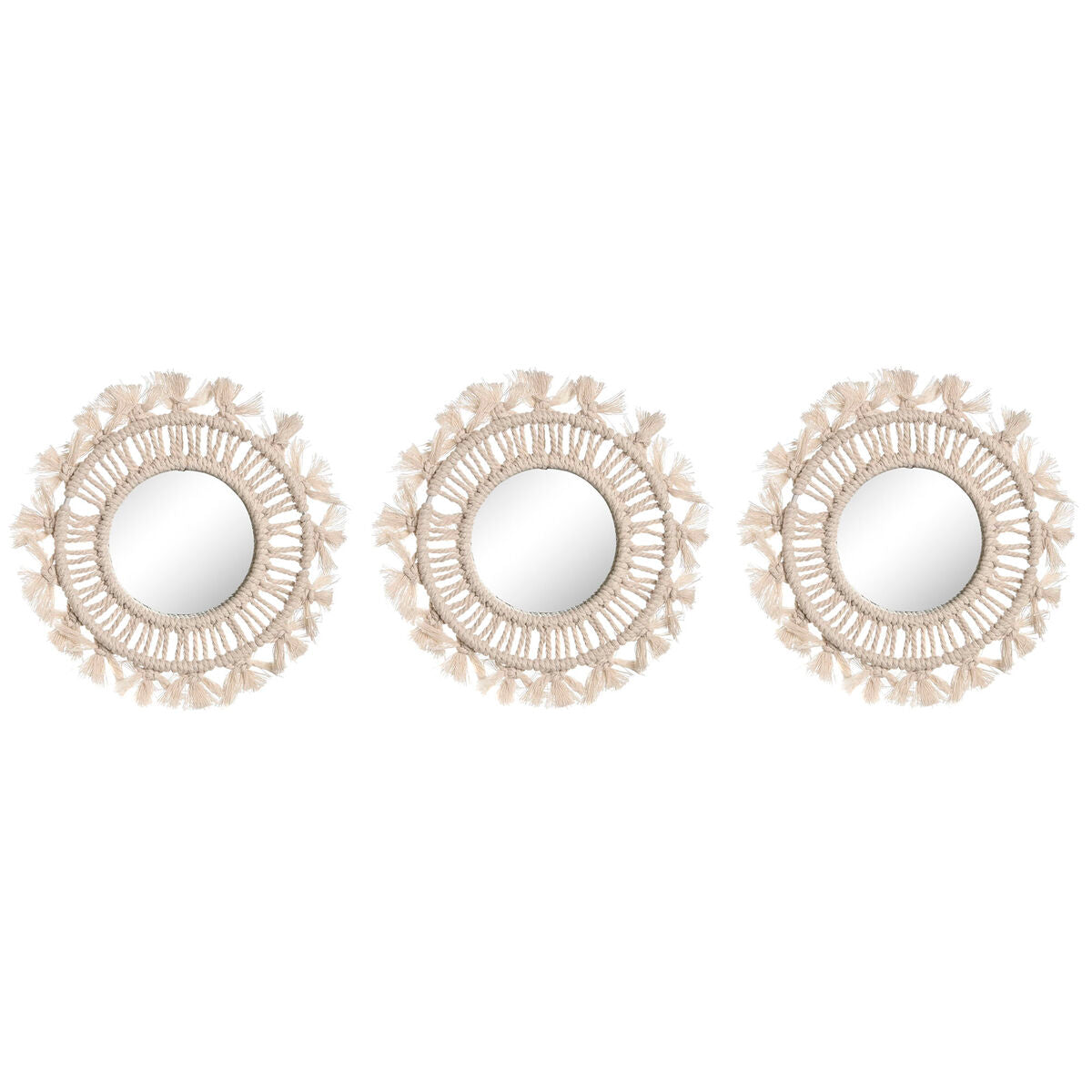 Mirror Set Home ESPRIT White Boho 20 x 1 x 20 cm (3 Pieces)-0