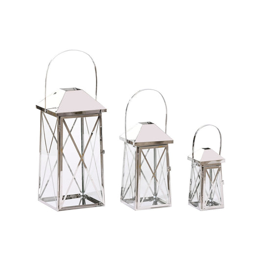 Lantern Home ESPRIT Silver Crystal Steel Chromed 20 x 20 x 48 cm (3 Pieces)-0