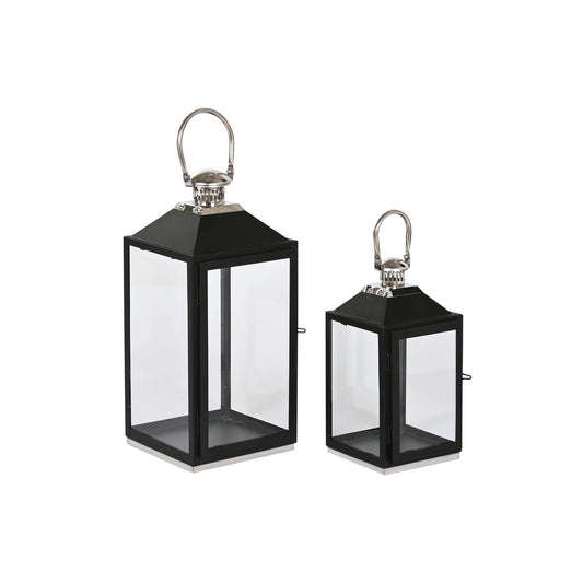 Lantern Home ESPRIT Black Silver Crystal Steel 18 x 18 x 41 cm (2 Pieces)-0