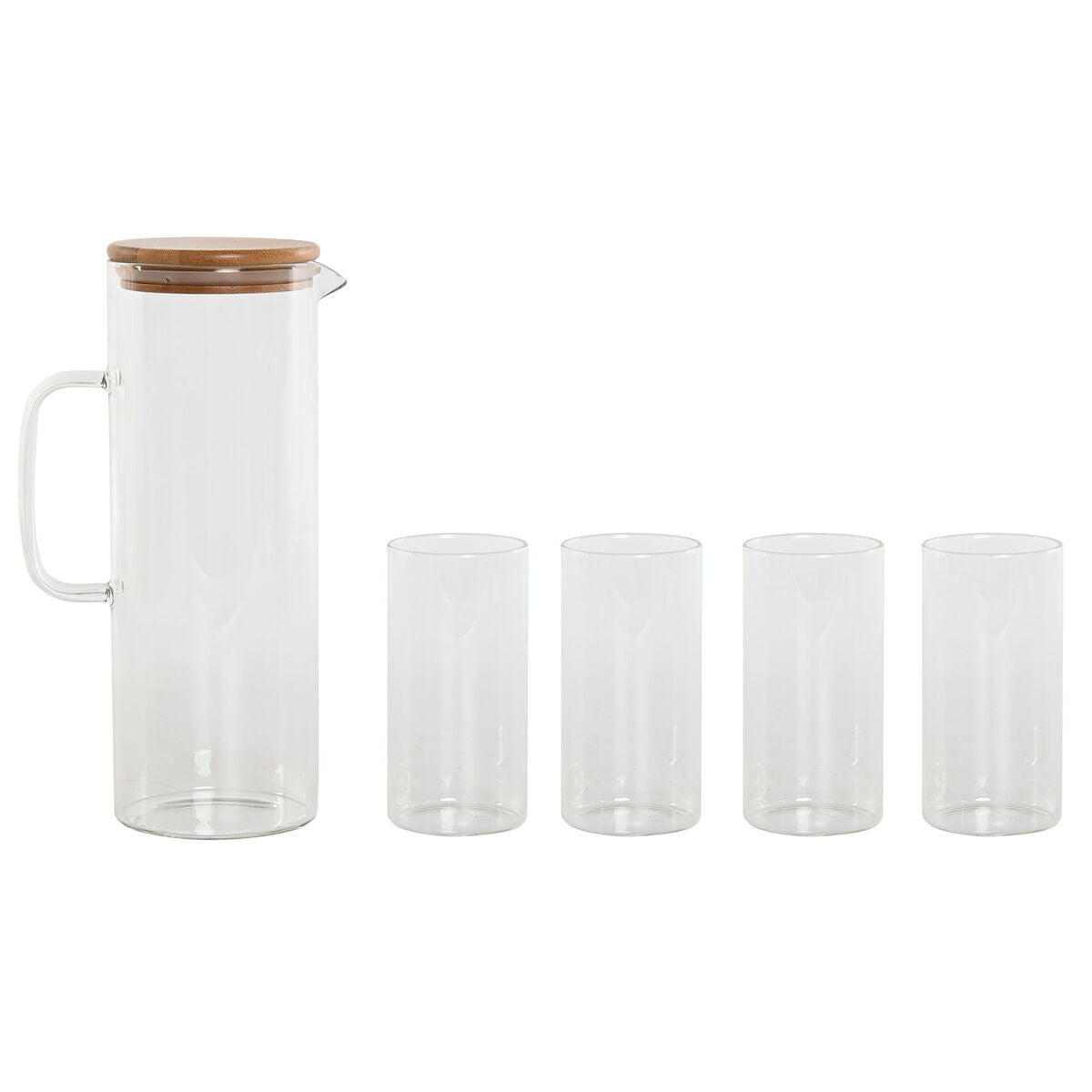 Set of glasses Home ESPRIT Transparent Bamboo Borosilicate Glass 210 ml-0