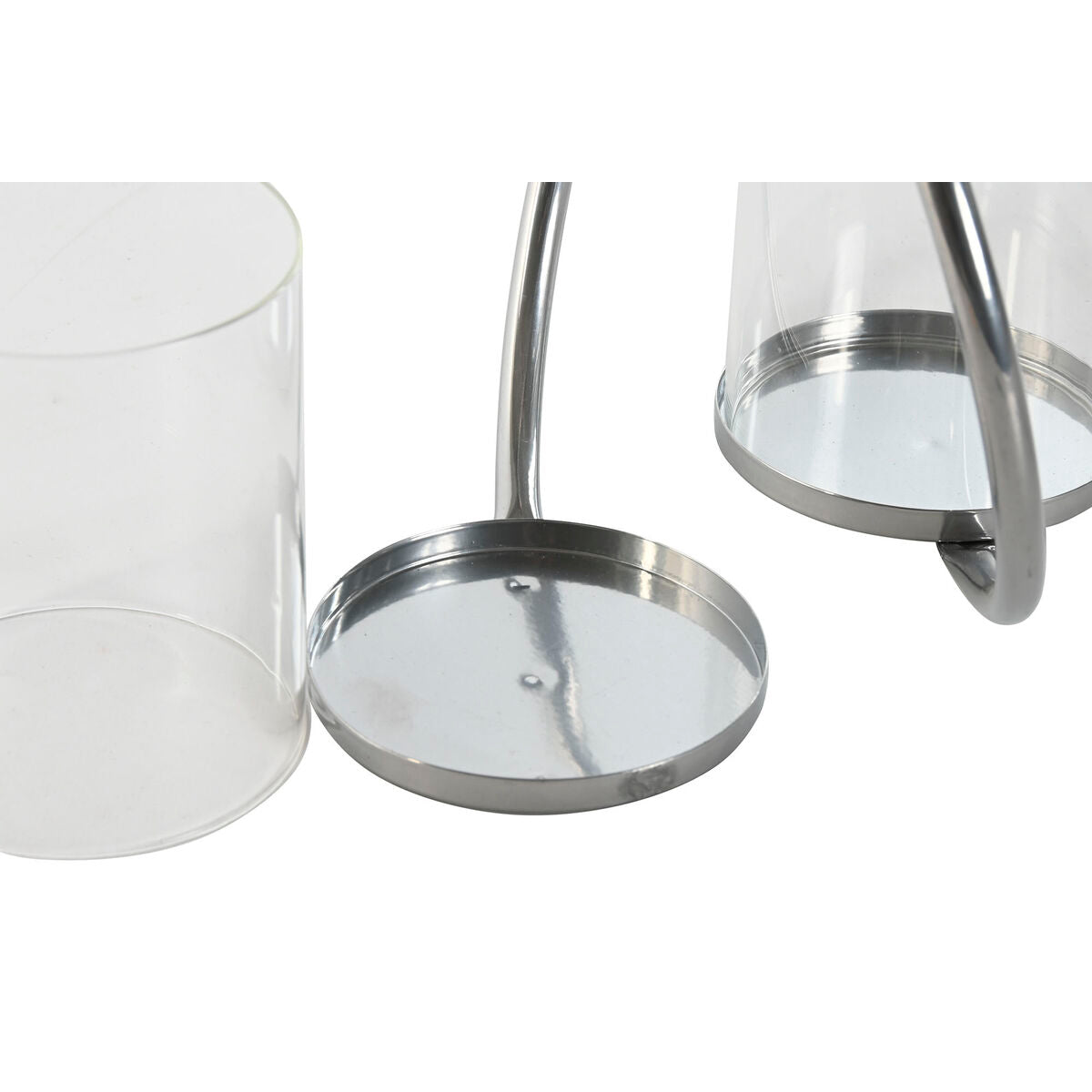 Candleholder Home ESPRIT Black Silver Metal Crystal 24 x 19 x 18 cm (2 Units)-2